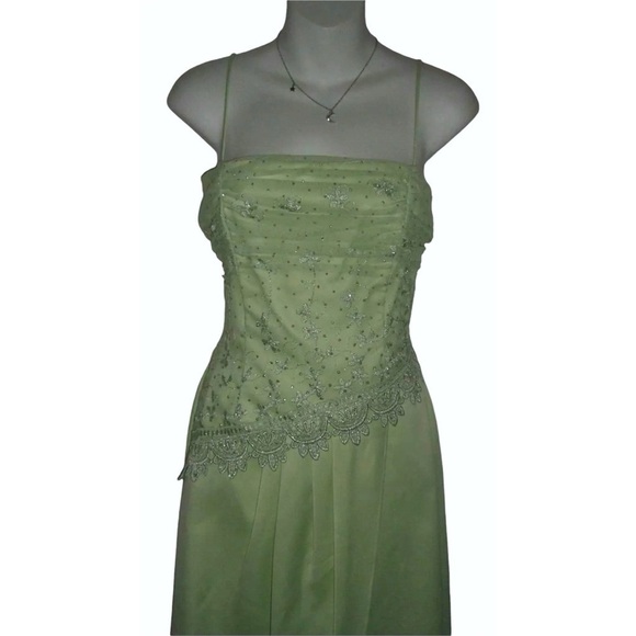 Masquerade Dress Vintage y2k Lime Green Fairy Mesh Glitter Gown Princess Pixie - Picture 8 of 16